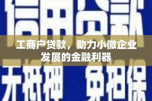 临湘工商户贷款,助力小微企业发展的金融利器 临湘工商户贷款,助力小微企业发展的金融利器