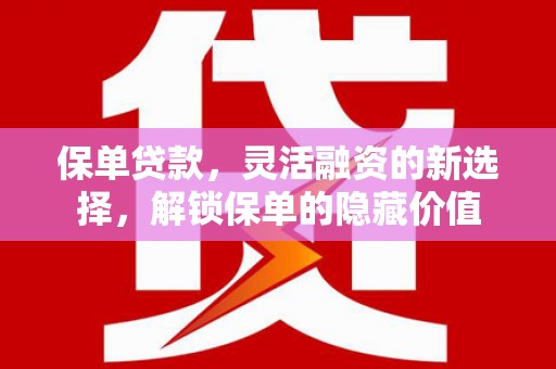 山阳保单贷款，灵活融资的新选择，解锁保单的隐藏价值