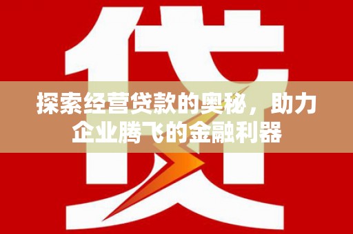 泸溪探索经营贷款的奥秘，助力企业腾飞的金融利器