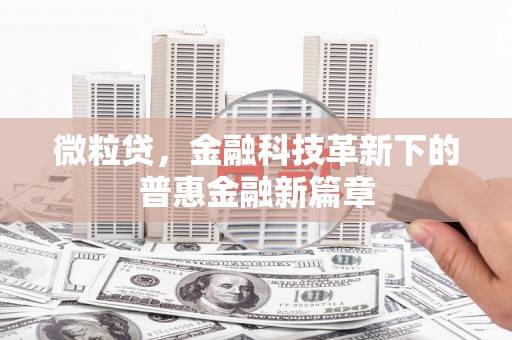 卓尼微粒贷，金融科技革新下的普惠金融新篇章