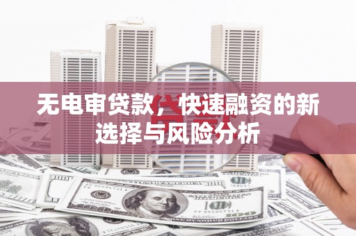 双清无电审贷款，快速融资的新选择与风险分析