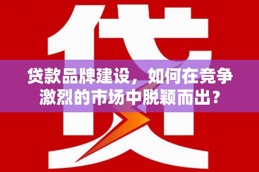 板桥贷款品牌建设，如何在竞争激烈的市场中脱颖而出？