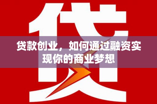 枞阳贷款创业，如何通过融资实现你的商业梦想